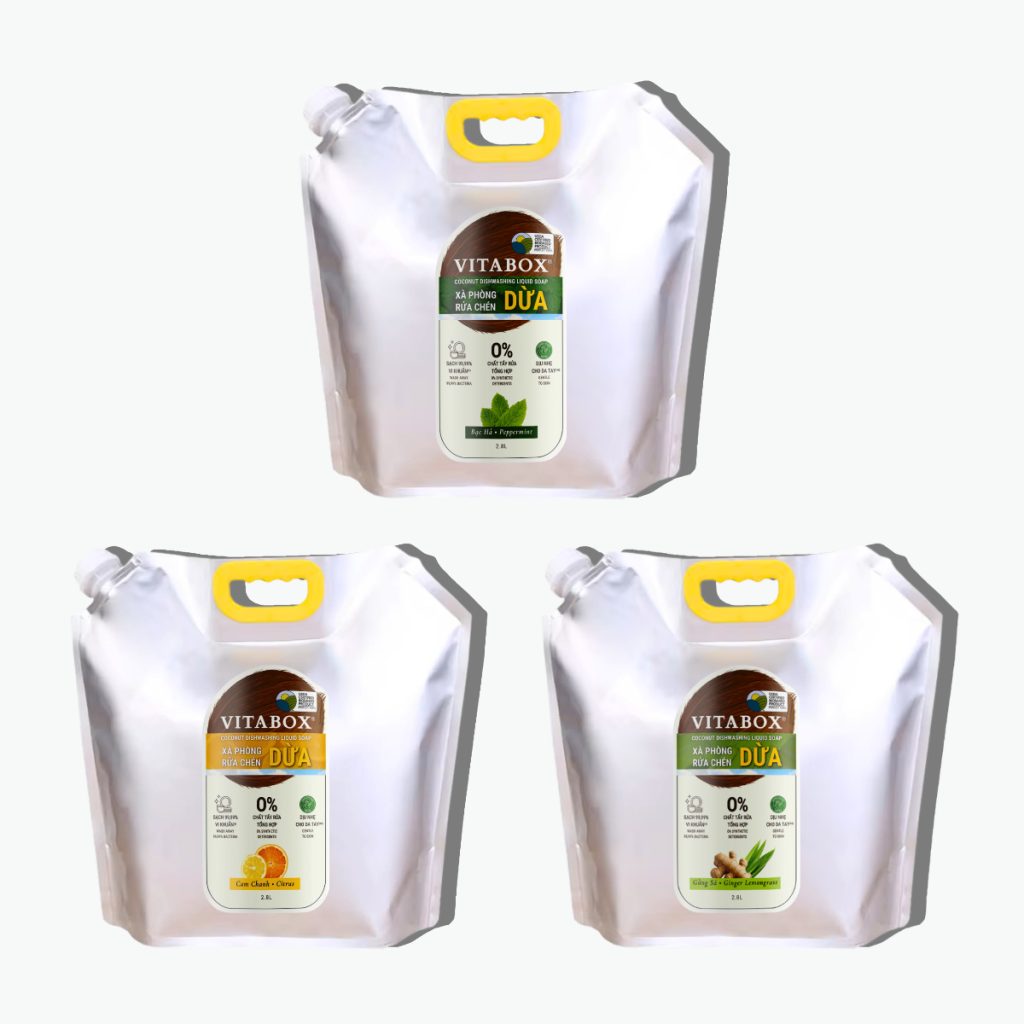 Xà phòng rửa chén DỪA - túi refill 2.8L